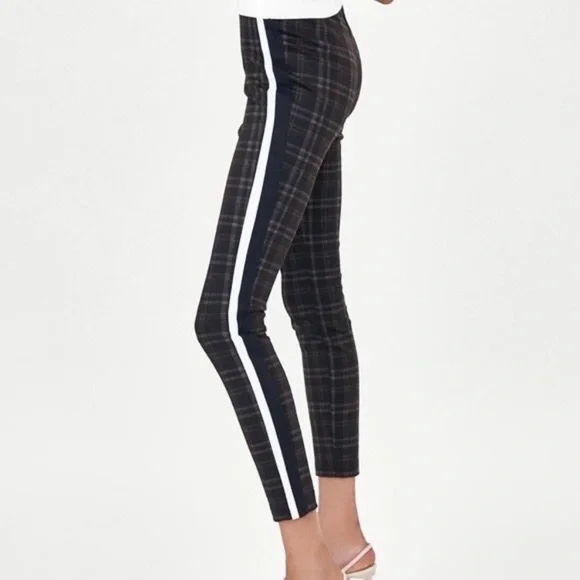 Zara | Plaid Striped Trouser Legging Pants Gray Blue White Tuxedo Strip XS - Picture 1 of 7